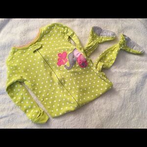 Carter's elephant PJs Cotton zips w/feet. 24mo.